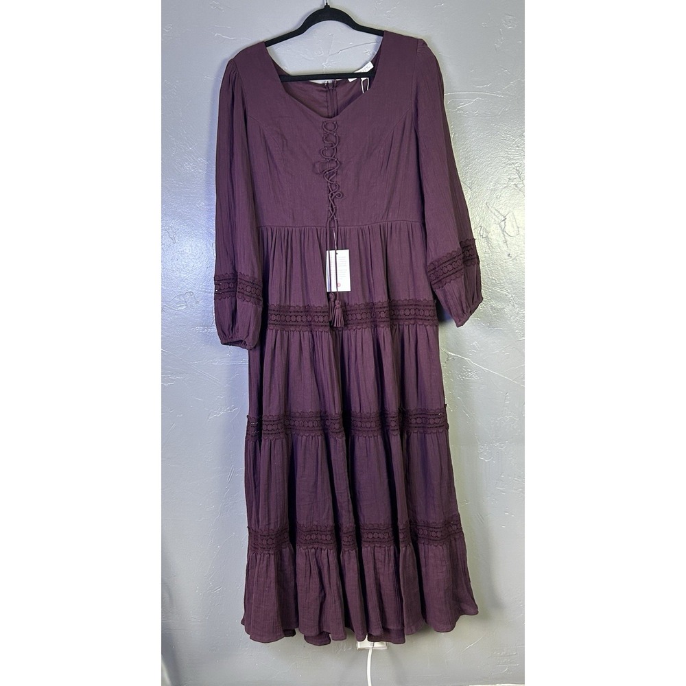 nwt Ivy City Co Joella Dress Burgundy Maxi Med.